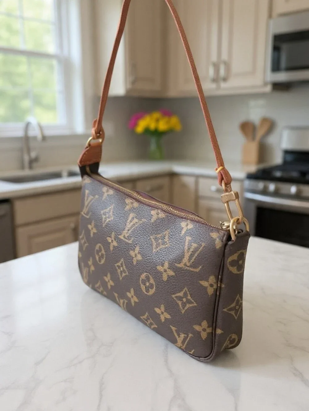 Louis Vuitton Monogram Canvas Pochette Accessoires Y2K Shoulder Bag🔥